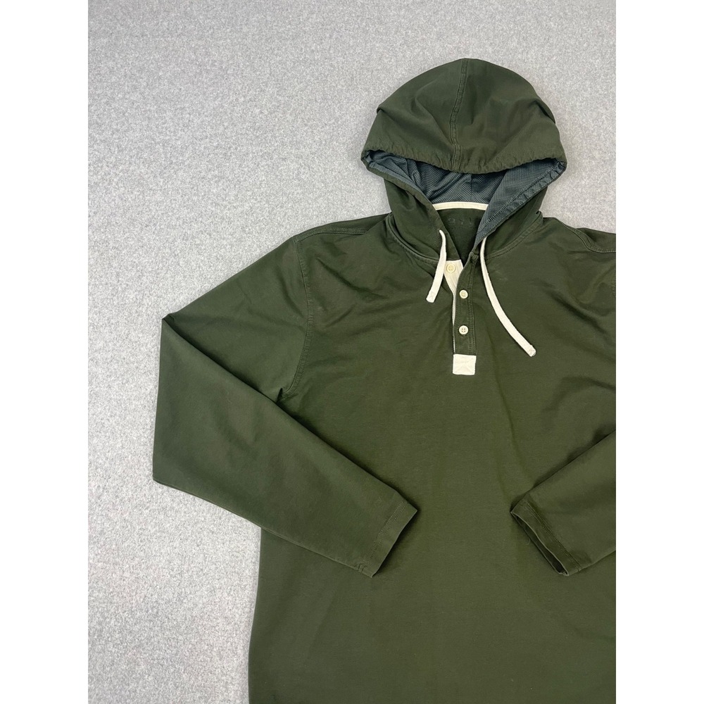 BYLT Drop Cut Lux Henley Shirt Men M Green Hooded Drawstring Stretch Performance - Picture 2 of 10